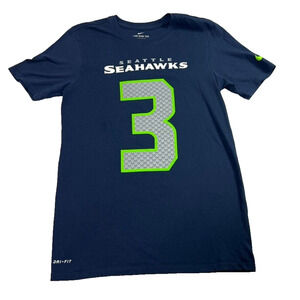 Nike Russell Wilson Seattle Seahawks Jersey T Shirt NFL Football Womens S Blue